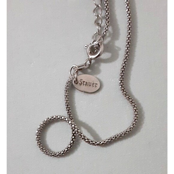 Vintage STAUER Sterling Eternal Hope 15CT Blue & CZ Pendant With 20” Chain - Picture 10 of 16